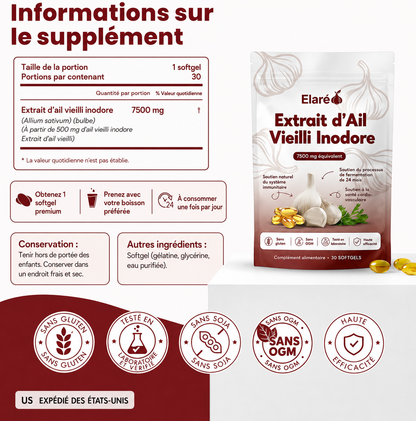 Extrait d’ail vieilli – Capsules molles inodores de 7500 mg