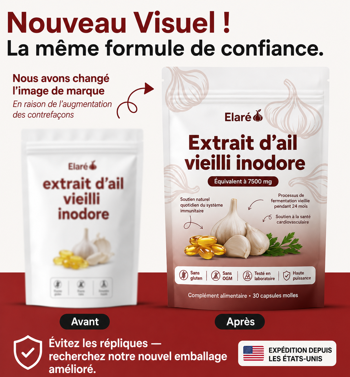 Extrait d’ail vieilli – Capsules molles inodores de 7500 mg