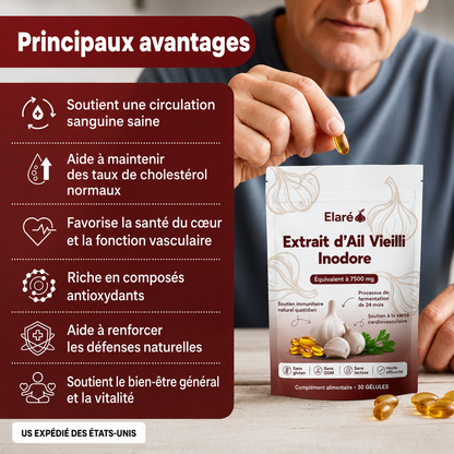 Extrait d’ail vieilli – Capsules molles inodores de 7500 mg